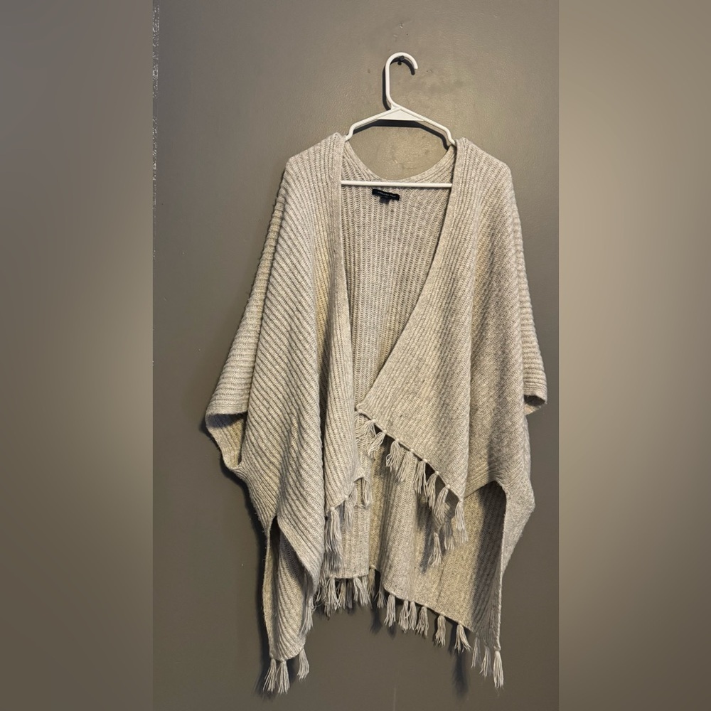American Eagle Outfitters Cream Poncho Sweater